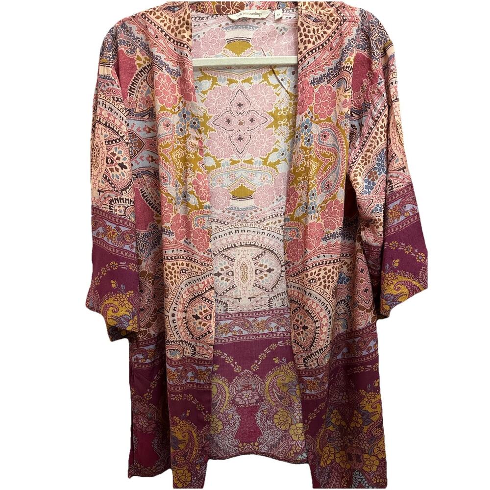Soft Surroundings Topper Kimono Jacket Duster Open Front Boho Hippie XS